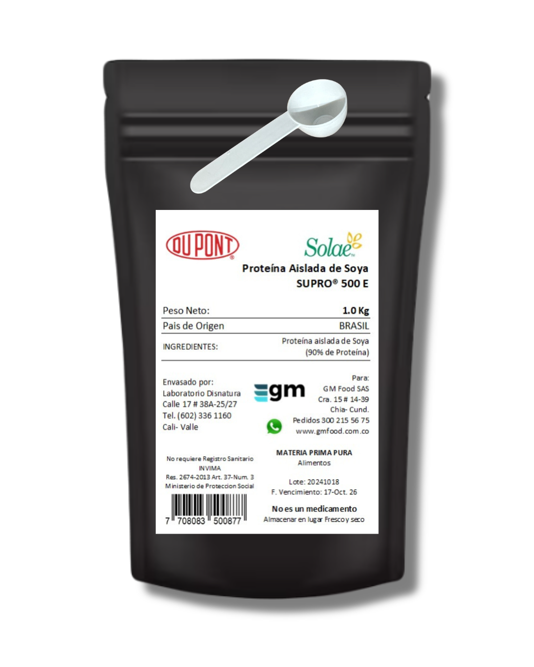 Proteina Aislada de Soya Solae Dupont Supro 500E x 1 Kg Sin Sabor