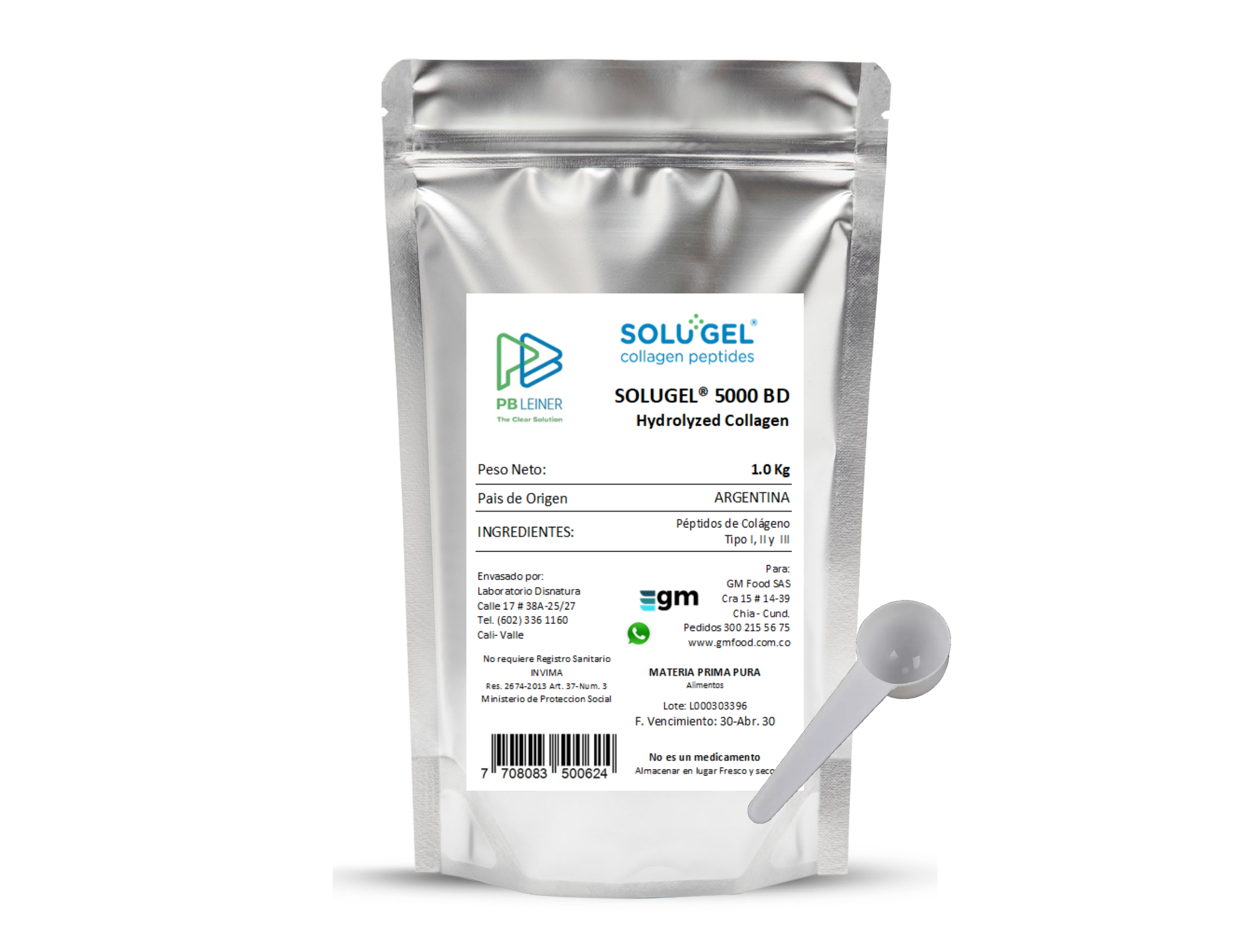 Colageno Hidrolizado Solugel Pb Leiner 100% Puro X 1 Kg